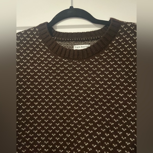 Frank & Oak Men Brown Pattern Long Sleeve Sweater Size Medium - Picture 4 of 8